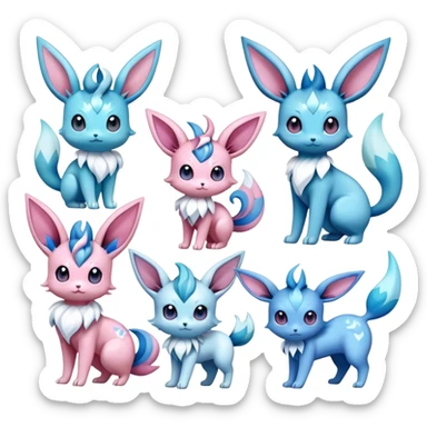 Kawaii Sylveon-Glaceon-Vaporeon-Espeon-Pokémon full body sticker