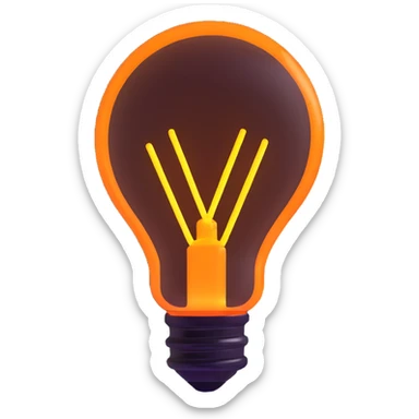 neon lightbulb, glowing blue and pink, soft glossy highlight, modern minimal shape sticker