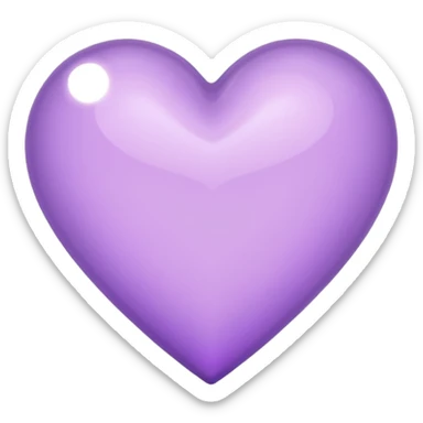 A light purple heart emoji that has the same shape as a normal heart emoji and light reflecting is from the tip of the heart sticker