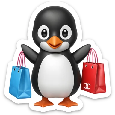 pingu holding Chanel gift bags sticker