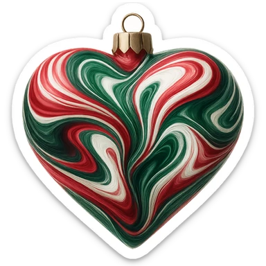 christmas heart with a swirling marble effect   , remove background sticker