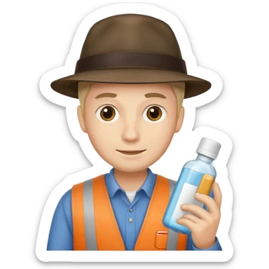 classic door-to-door salesman with a hat and sample case sticker