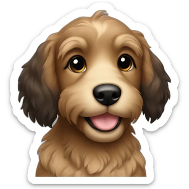 bouvier fawn brown and black puppy face very long hair smiling sticker