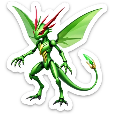  Cool Edgy Shiny Futuristic Ethereal Legendary Scizor-Scyther-Digimon-hybrid full body sticker
