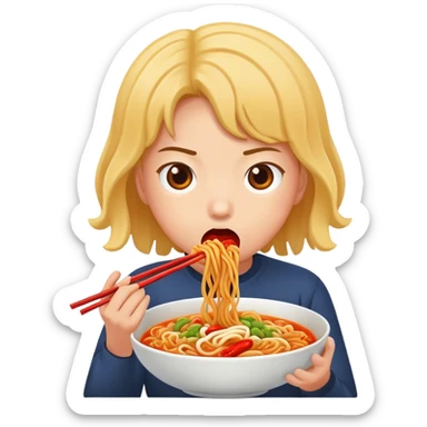 eating spicy buldak noodles  sticker