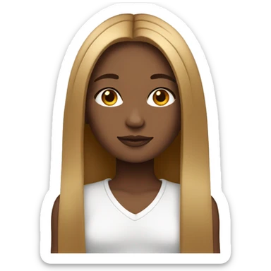 brown straight middle part hair girl sticker