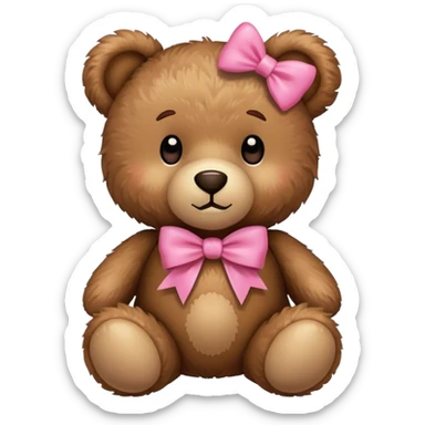 Une peluche ours avec un nœud rose sticker