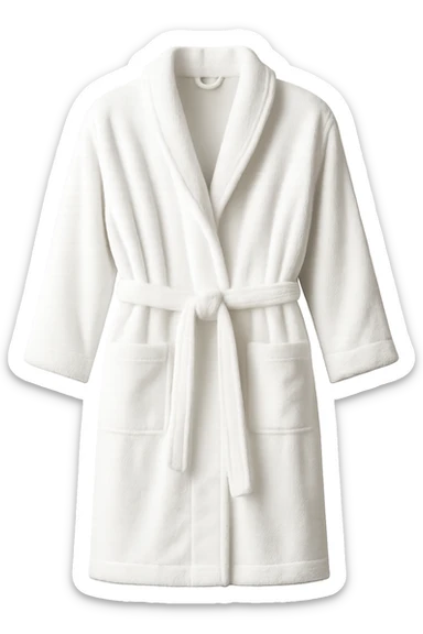 white luxury bathrobe, no background sticker