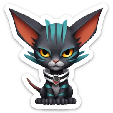 Cool Anthro Noivern-Litten-Sphynx-Pokémon with edgy stripes collar punk techwear Full Body sticker