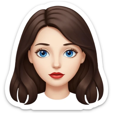 Woman with fair skin long brunette hair dark blue eyes and full lips sticker