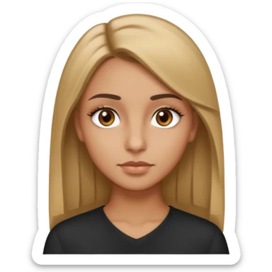 Dark blonde girl with hazel eyes small nose sleek eyebrows straight hair tanned skin tone but only slightly  sticker