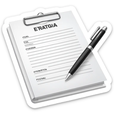 paper with a pen that says Estrategia Fiscal sticker