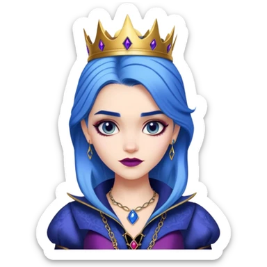 Evie from Descendants, blue hair, fashion-forward outfit, daughter of the Evil Queen sticker