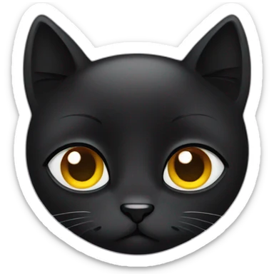 black cat huge sad eyes with a tear sticker