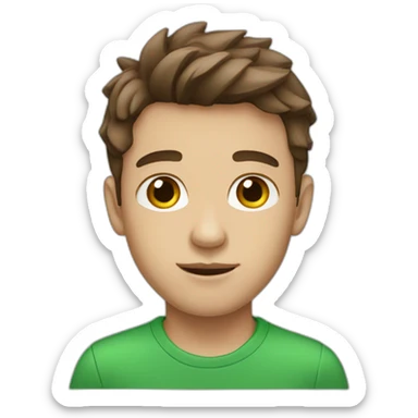 a boy with brown hair that is nice and wild, light skin color and green eyes sticker