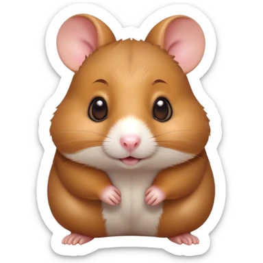 Cinematic Cute Brown Hamster Portrait Emoji, Head tilted playfully and inquisitively, featuring a glossy, rich brown coat with a delicate sheen, round, sparkling dark eyes filled with curiosity, Simplified yet irresistibly adorable features, highly detailed, glowing with a warm, friendly glow, high shine, affectionate and lively, stylized with a touch of whimsy, bright and endearing, soft glowing outline, capturing the essence of a mischievous yet loving hamster, so playful it feels like it could dash out of the screen and into your arms! sticker