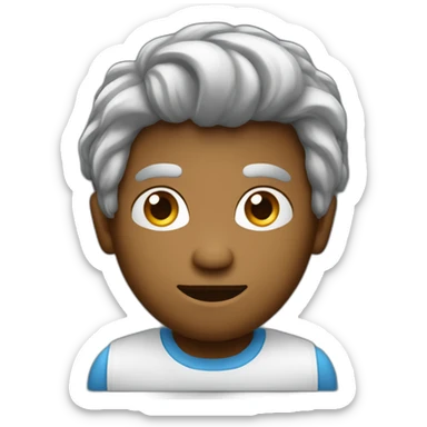 Homme avec des cheveux noir devant un ordinateur sticker