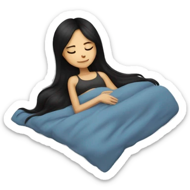 Brünette, long staight black hair Girl sleeping  sticker