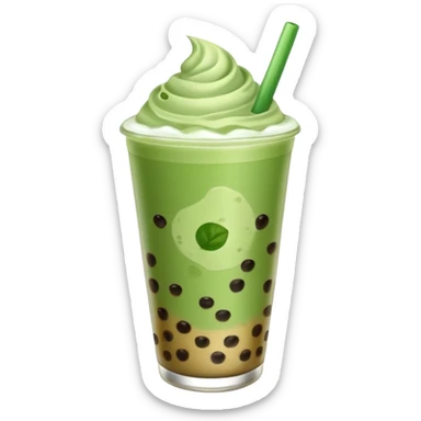 matcha latte with boba and ice without sticks and add a lil coffee  sticker