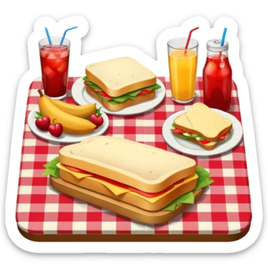 picnic table with food items on it sticker