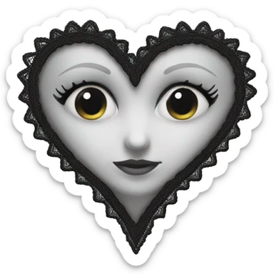 Black lace heart sticker