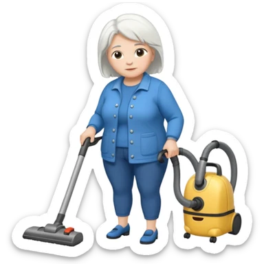 White hair cubby lady modern clothes older chubby ed lady vaccum sticker