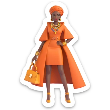 Chic African woman in high fashion outfit, elegant accessories, and contemporary urban style sticker