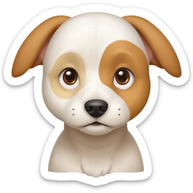 a white beagle x maltese x chi dog the size of a kelpie with light brown ears and a light brown patch on one eye sticker