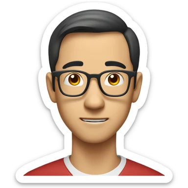  a 35-year old, male, balding Asian graduate student, glasses, inquisitive, goofy, scratching the back of his head in confusion,  sticker