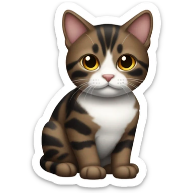 dark brown and black tabby cat with white chest sticker