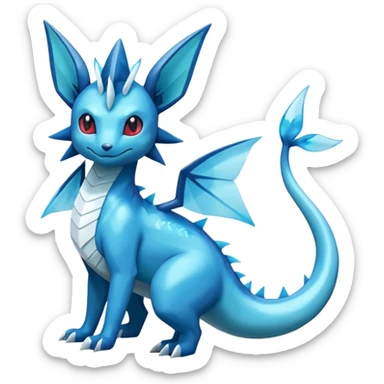 Glassy Glossy Alloy Salandit-Glaceon-Vaporeon-Salamence-hybrid-fusion (full body) sticker