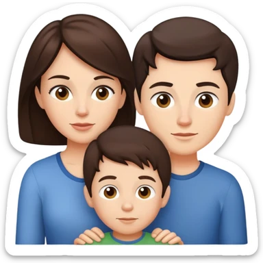 Brunette mom and 3 young sons  sticker