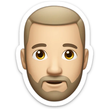 white man with small eyes and black buzz cut and full beard sticker