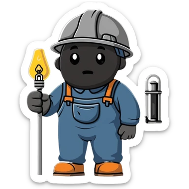 Extremely detailed 19th century coal miner with soot-covered face, detailed period work clothes, helmet with lamp, realistic lighting and textures sticker