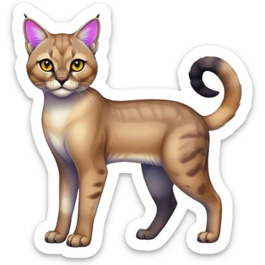 Colorful Neon Gothic exotic iridescent tropical shiny Fantasy-Siamese-Bobcat-Caracal-Scottish-Fold-feline-Fakémon-feline-hybrid (full body) sticker