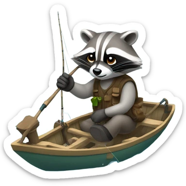 Racoon fishing sticker