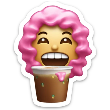 laughing emoji with pink tears and starbucks sticker