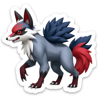 Zoroark-Zorua-Zangoose-Obstagoon-Absol-hybrid-fusion, full body sticker