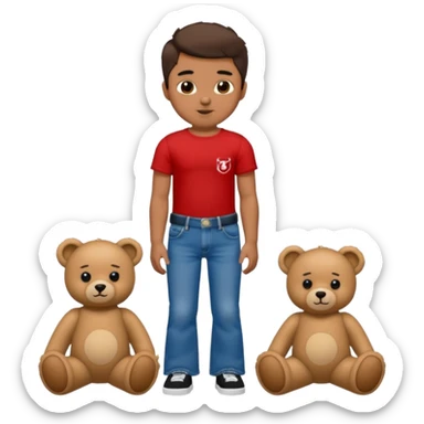 A boy and a girl teddy bear for the boy bear put on true religion shirt and jeans with black shoes and for the girl put flare jeans and a red tube top and white shoes just bears not the humans  sticker