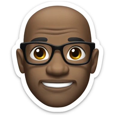 deon sanders with small round face and suit and glasses and buzz cut and small black eyes and small gray beard and small black eyes and wrinkled forehead sticker