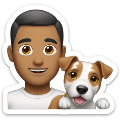 Man with short hair with jack russell terrier dog sticker