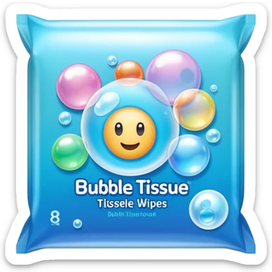 Bubble tissue wipes packaging with bubbles everywhere  sticker