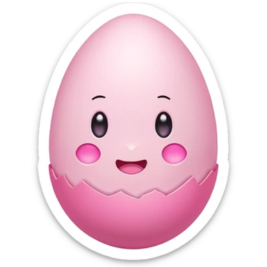 cute pastel pink egg slightly cracked with bright pink light glowing from inside, soft aura around egg, simple bold outline, kawaii twitch emote, transparent background sticker