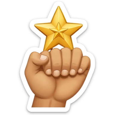 closed fist with a star above invented sign sticker