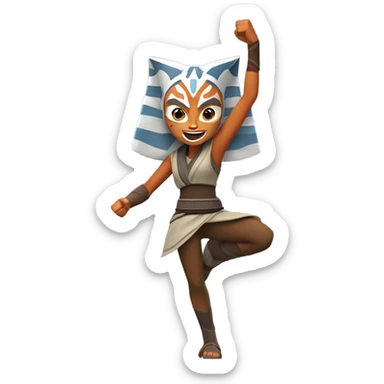 Excited ahsoka tano raising fists  sticker