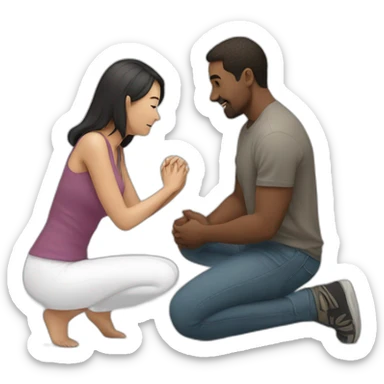Woman on both knees facing man sticker