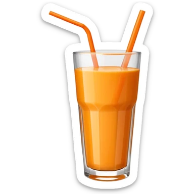 orange smoothie emoji served in a clear glass with a straw, vibrant orange color, fresh and juicy look sticker