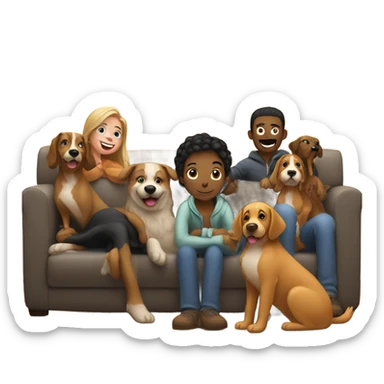sitting on couch with dogs in front of fire in fireplace sticker