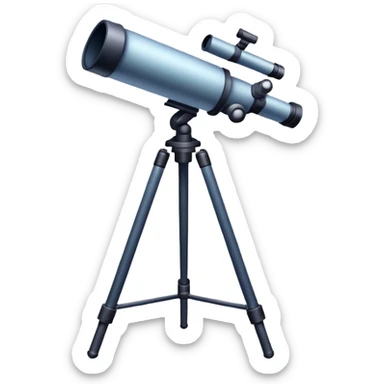 An icon featuring a telescope, stars, and a planet, symbolizing astronomy. The design includes a crescent moon, distant galaxies, and constellations, representing the study of space and celestial bodies. Transparent background highlights the exploration of the universe and cosmic phenomena. sticker