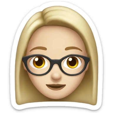 a dirty blonde haired girl with freckles, clear glasses and a white shirt sticker